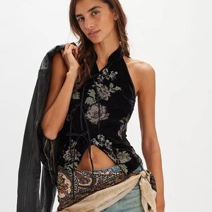 NEW! Free People Violet Embroidered Top